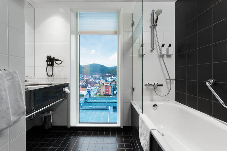 Badezimmer Superior Zimmer im Scandic Rock City